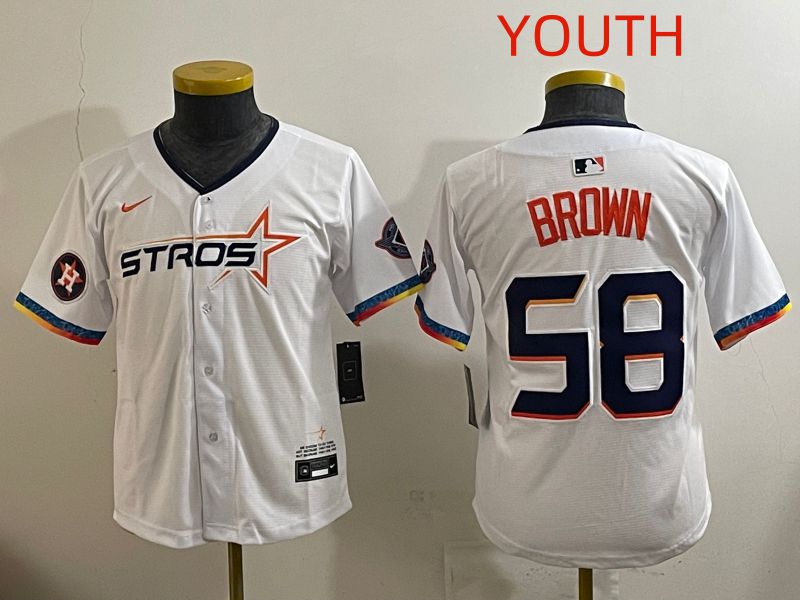 Youth Houston Astros #58 Brown White Fourth generation Joint Name 2025 Nike MLB Jersey style 6->youth mlb jersey->Youth Jersey